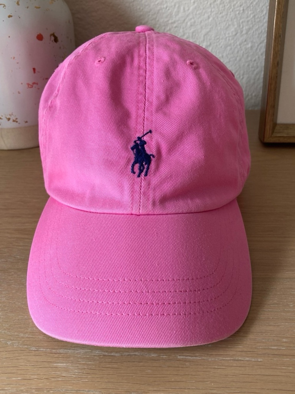 Polo by Ralph Lauren Hot Pink Kids Baseball Cap with Navy Logo
